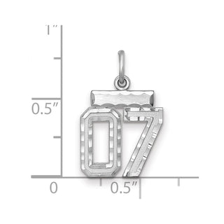 Sterling Silver Small Diamond-Cut #07 Charm