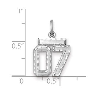 Sterling Silver Small Diamond-Cut #07 Charm
