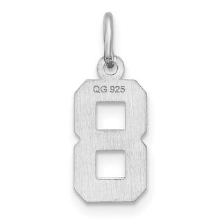 Sterling Silver Small Diamond-Cut #8 Charm