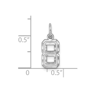 Sterling Silver Small Diamond-Cut #8 Charm