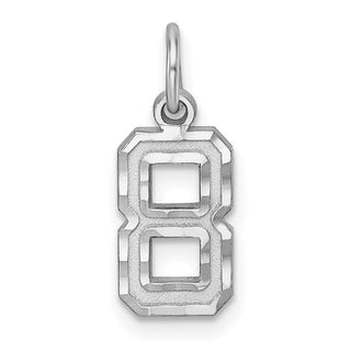 Sterling Silver Small Diamond-Cut #8 Charm