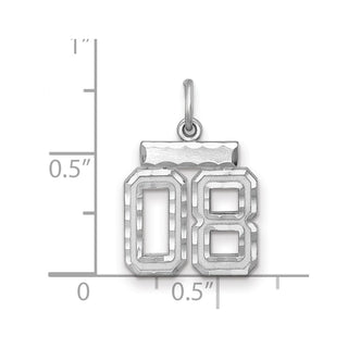 Sterling Silver Small Diamond-Cut #08 Charm