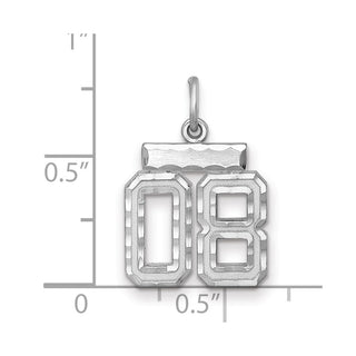 Sterling Silver Small Diamond-Cut #08 Charm