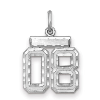 Sterling Silver Small Diamond-Cut #08 Charm