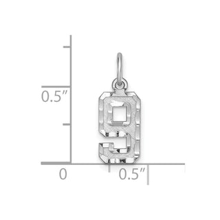 Sterling Silver Small Diamond-Cut #9 Charm
