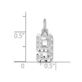 Sterling Silver Small Diamond-Cut #9 Charm