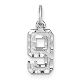 Sterling Silver Small Diamond-Cut #9 Charm