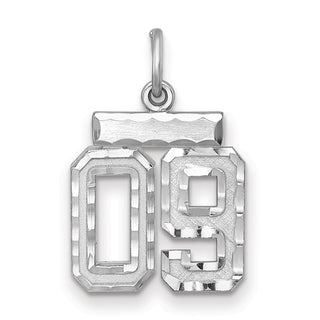Sterling Silver Small Diamond-Cut #09 Charm