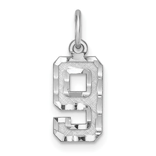Sterling Silver Small Diamond-Cut #9 Charm