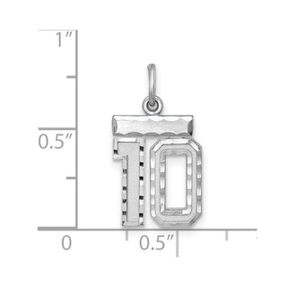 Sterling Silver Rhodium-plated Small #10 Charm