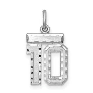 Sterling Silver Rhodium-plated Small #10 Charm