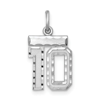 Sterling Silver Rhodium-plated Small #10 Charm