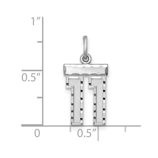 Sterling Silver Rhodium-plated Small #11 Charm