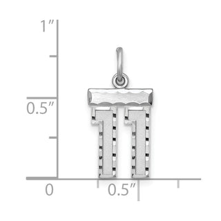 Sterling Silver Rhodium-plated Small #11 Charm
