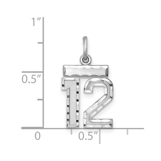 Sterling Silver Rhodium-plated Small #12 Charm