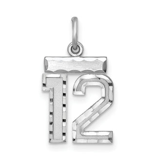 Sterling Silver Rhodium-plated Small #12 Charm