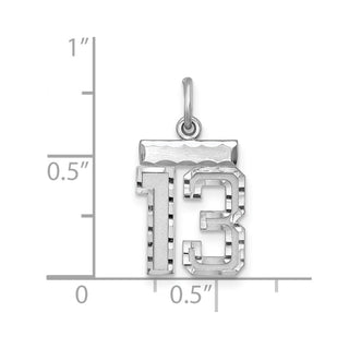 Sterling Silver Rhodium-plated Small #13 Charm