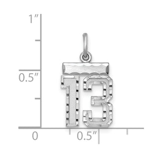 Sterling Silver Rhodium-plated Small #13 Charm