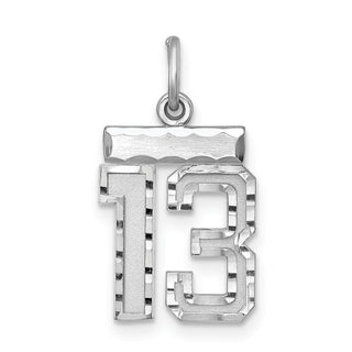 Sterling Silver Rhodium-plated Small #13 Charm
