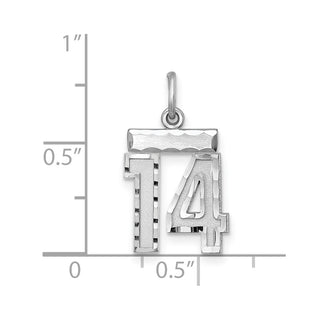 Sterling Silver Rhodium-plated Small #14 Charm