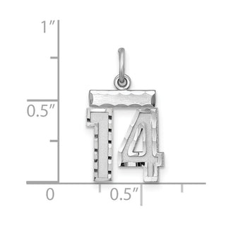 Sterling Silver Rhodium-plated Small #14 Charm