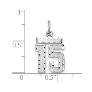Sterling Silver Rhodium-plated Small #15 Charm