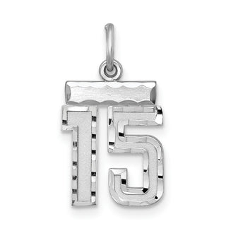 Sterling Silver Rhodium-plated Small #15 Charm