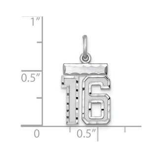 Sterling Silver Rhodium-plated Small #16 Charm