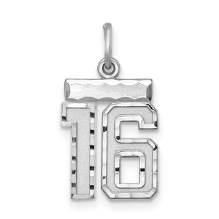 Sterling Silver Rhodium-plated Small #16 Charm
