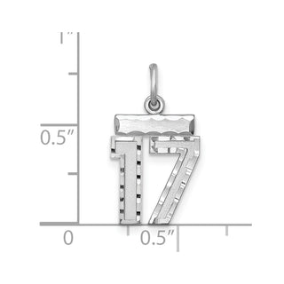 Sterling Silver Rhodium-plated Small #17 Charm