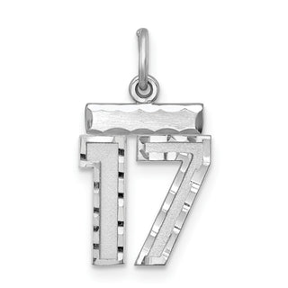 Sterling Silver Rhodium-plated Small #17 Charm