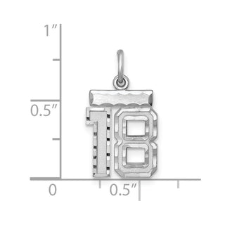 Sterling Silver Rhodium-plated Small #18 Charm