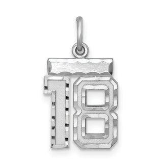 Sterling Silver Rhodium-plated Small #18 Charm