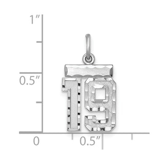 Sterling Silver Rhodium-plated Small #19 Charm