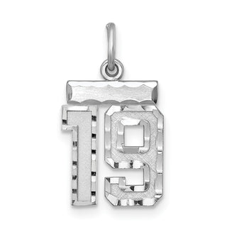 Sterling Silver Rhodium-plated Small #19 Charm
