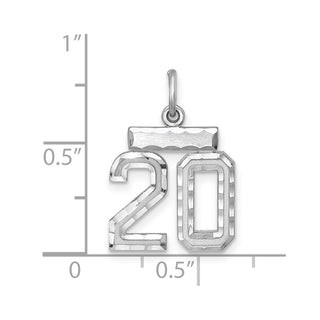 Sterling Silver Rhodium-plated Small #20 Charm