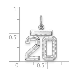 Sterling Silver Rhodium-plated Small #20 Charm