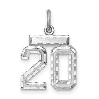 Sterling Silver Rhodium-plated Small #20 Charm