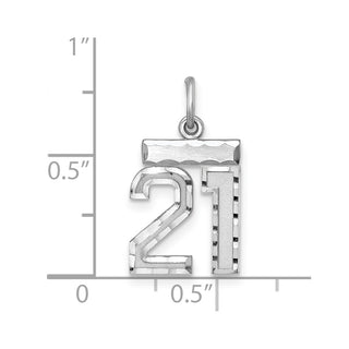 Sterling Silver Rhodium-plated Small #21 Charm
