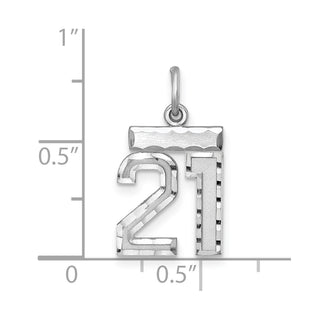 Sterling Silver Rhodium-plated Small #21 Charm