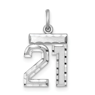 Sterling Silver Rhodium-plated Small #21 Charm