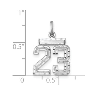 Sterling Silver Rhodium-plated Small #23 Charm