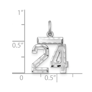 Sterling Silver Rhodium-plated Small #24 Charm
