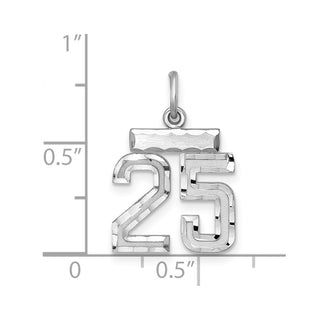 Sterling Silver Rhodium-plated Small #25 Charm