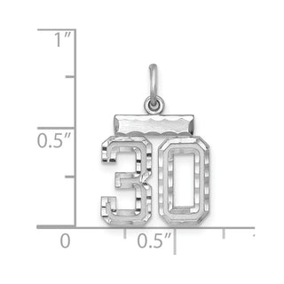 Sterling Silver Rhodium-plated Small #30 Charm