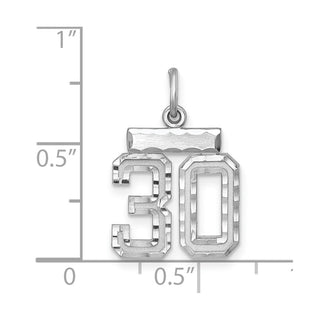 Sterling Silver Rhodium-plated Small #30 Charm