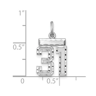 Sterling Silver Rhodium-plated Small #31 Charm