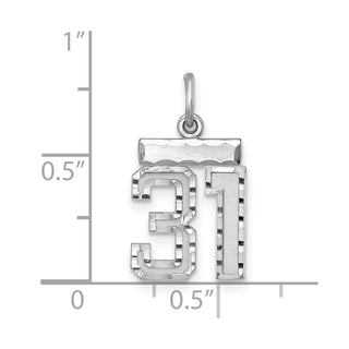 Sterling Silver Rhodium-plated Small #31 Charm