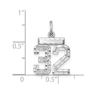 Sterling Silver Rhodium-plated Small #32 Charm