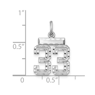 Sterling Silver Rhodium-plated Small #33 Charm